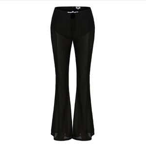 DAWANG Meng Mid Rise Flare Pants - Black - Medium